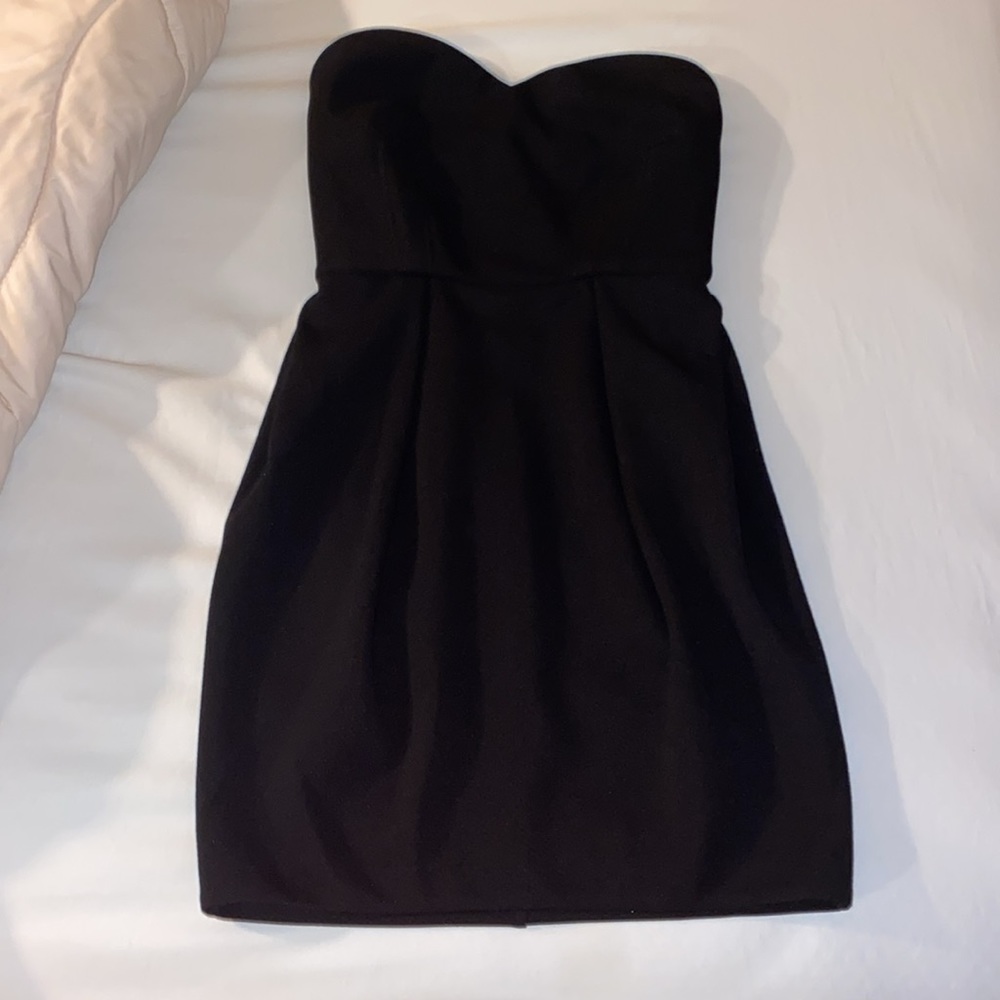 Torn by Ronny Kobo strapless black mini dress LBD little black dress